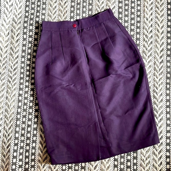 NWOT Vintage High-Rise Pencil Skirt (Purple) - Picture 2 of 9